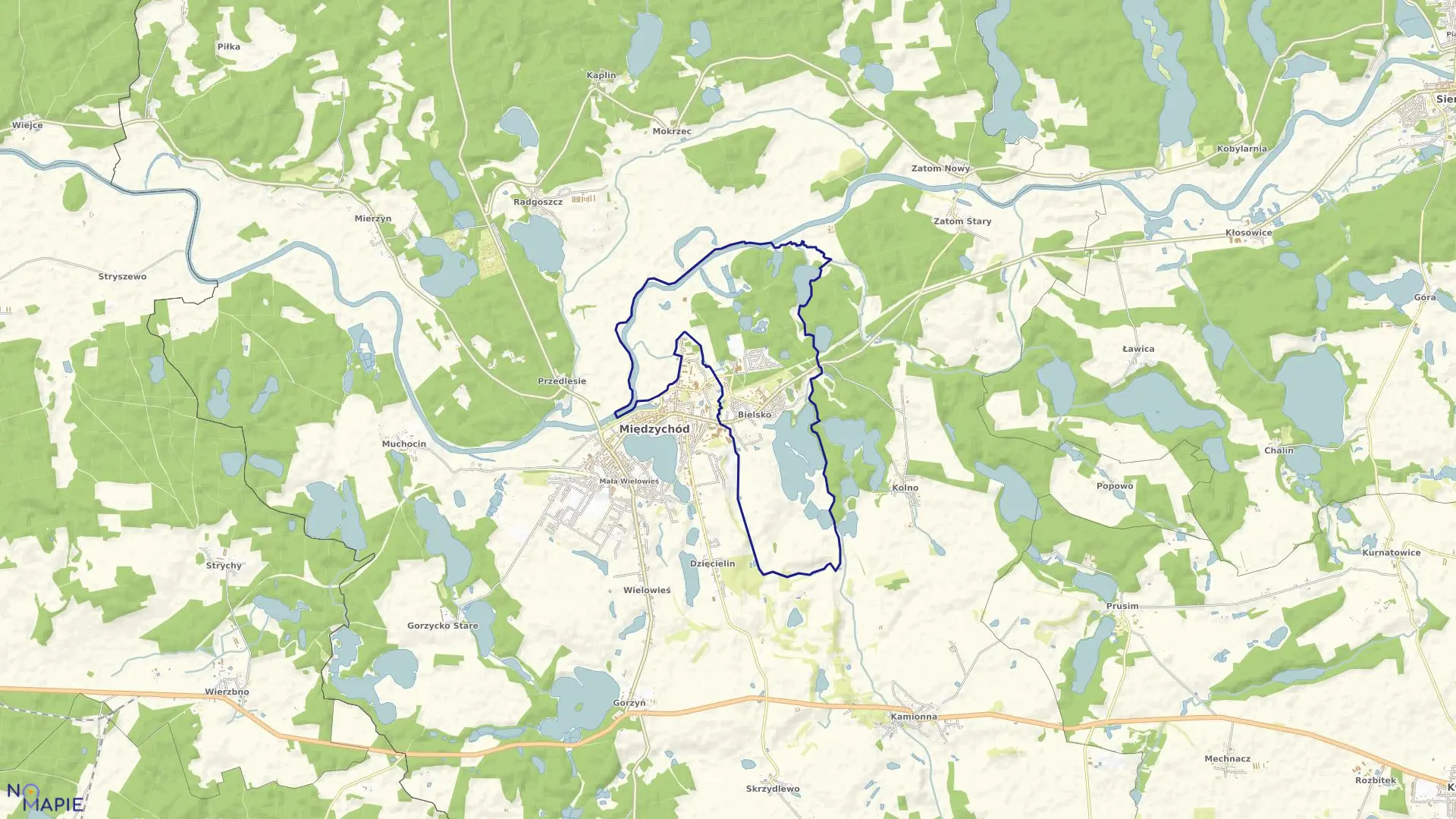 Mapa obrębu BIELSKO w gminie Międzychód